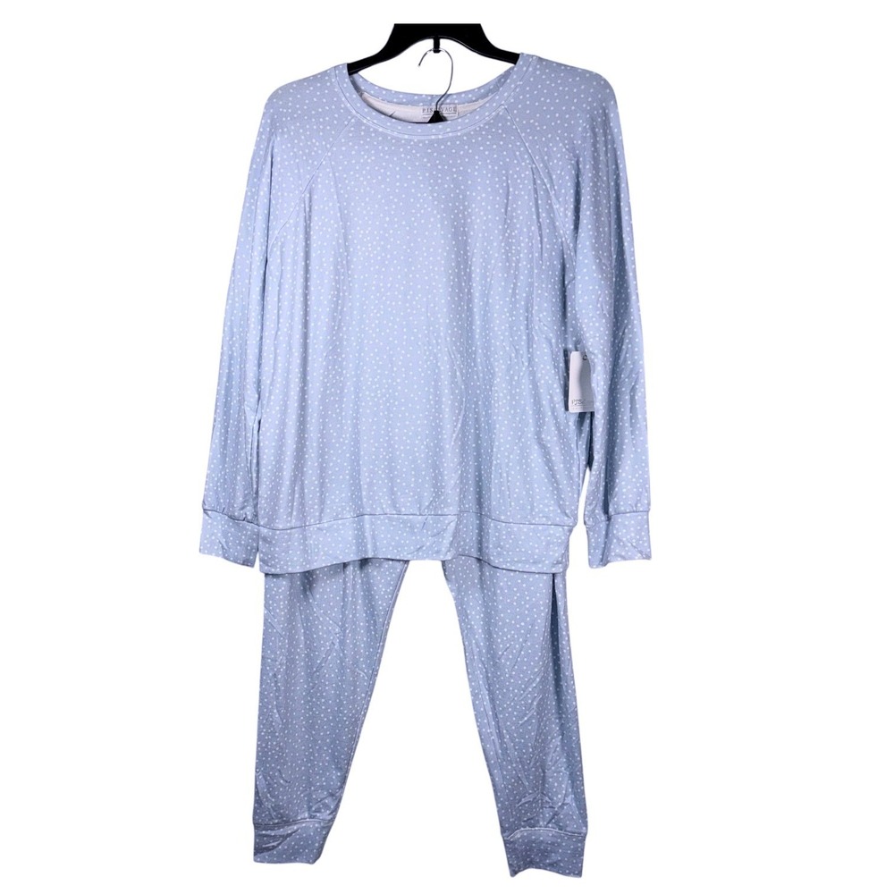 PJ Salvage Womens 1X Ice‎ Blue Polka Dot PJs Pajama Set NWT